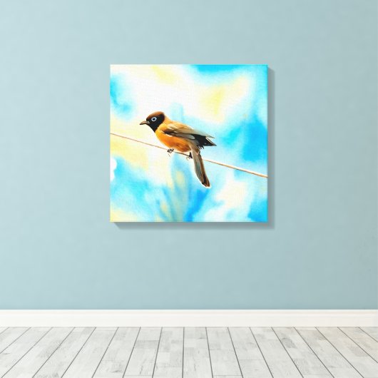 Een eenzame kleurrijke vogel canvas afdruk (Insitu (Houten vloer))