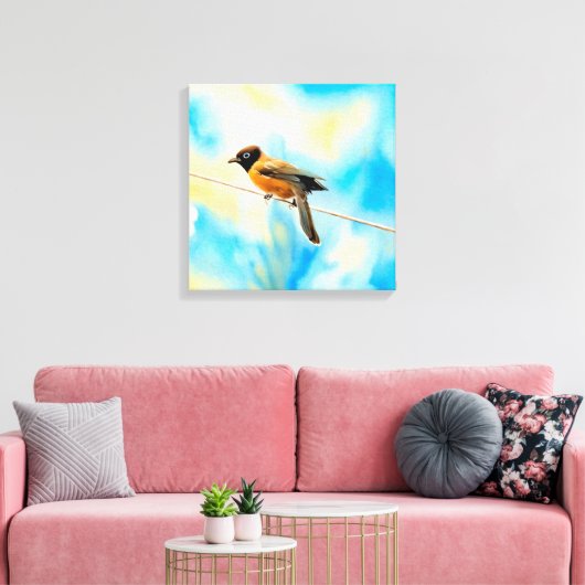 Een eenzame kleurrijke vogel canvas afdruk (Insitu (Woonkamer))