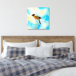 Een eenzame kleurrijke vogel canvas afdruk