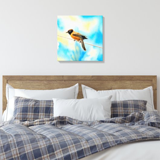 Een eenzame kleurrijke vogel canvas afdruk (Insitu (Slaapkamer))