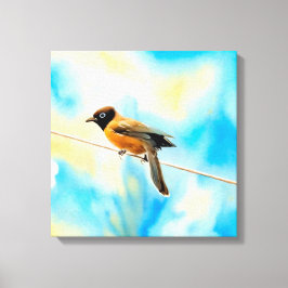 Een eenzame kleurrijke vogel canvas afdruk