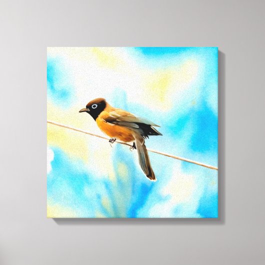 Een eenzame kleurrijke vogel canvas afdruk (Voorkant)