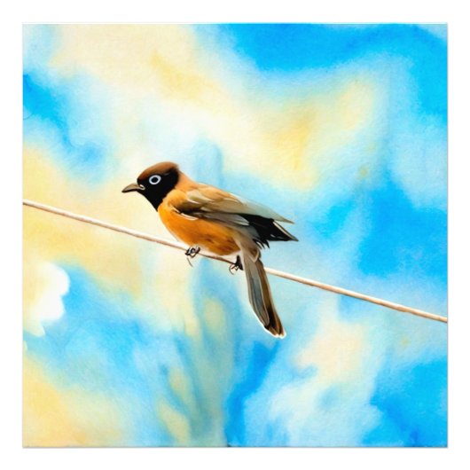 Een eenzame kleurrijke vogel foto afdruk (Voorkant)