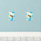 Een eenzame kleurrijke vogel muurkunst sets (Houten vloer)