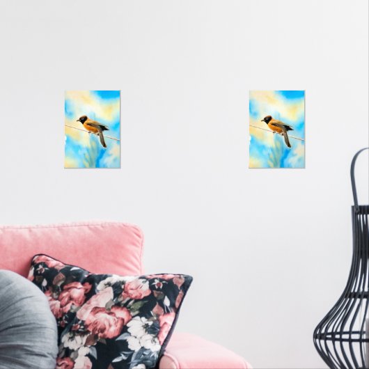 Een eenzame kleurrijke vogel muurkunst sets (Woonkamer)