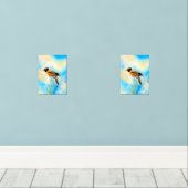 Een eenzame kleurrijke vogel muurkunst sets (Houten vloer)