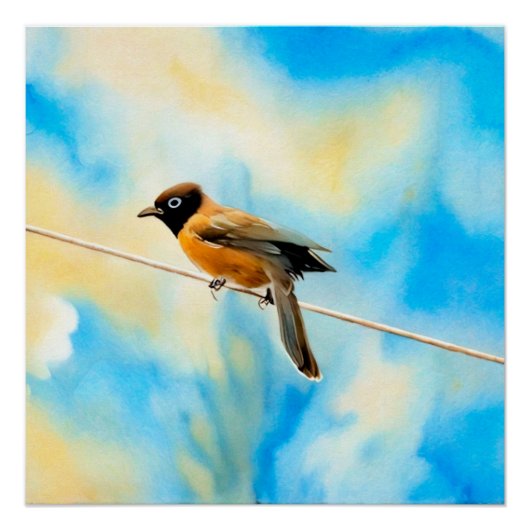 Een eenzame kleurrijke vogel perfect poster (Voorkant)