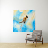 Een eenzame kleurrijke vogel wandkleed (In Situ (horizontaal))