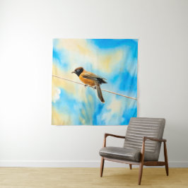 Een eenzame kleurrijke vogel wandkleed