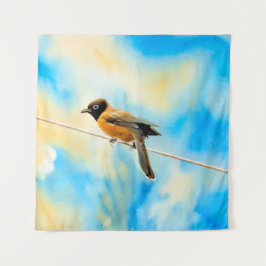 Een eenzame kleurrijke vogel wandkleed