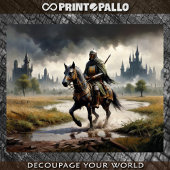 Een eenzame middeleeuwse ridder en zijn paard - tissuepapier