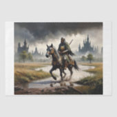 Een eenzame middeleeuwse ridder en zijn paard - tissuepapier (Voorkant)