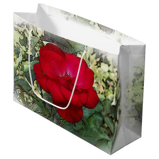 Een eenzame roos groot cadeauzakje (Voorkant Gekanteld)