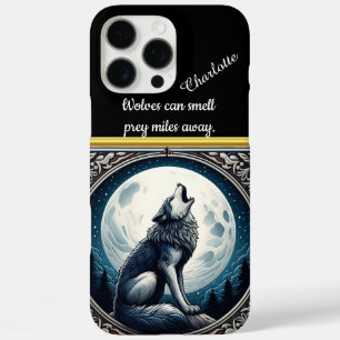 Een eenzame wolf huilt 's nachts onder de volle ma iPhone 16 pro max hoesje
