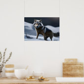 Een eenzame wolf op de jacht poster (Keuken)