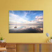 Een eenzame zeilboot op de kalm wateren van Salton Canvas Afdruk (Insitu (Woonkamer))