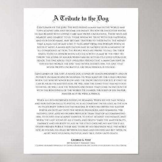 Een eerbetoon aan de hond, de beste vriend van het poster (Voorkant)