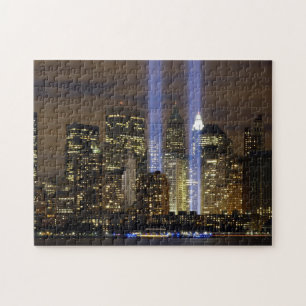 Een eerbetoon aan de Twin Towers op 9/11. Legpuzzel