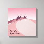 Een eerste stap begint een reis, Desert Pink Art Canvas Afdruk (Voorkant)