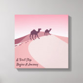 Een eerste stap begint een reis, Desert Pink Art Canvas Afdruk (Voorkant)