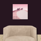 Een eerste stap begint een reis, Desert Pink Art Canvas Afdruk