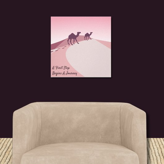 Een eerste stap begint een reis, Desert Pink Art Canvas Afdruk
