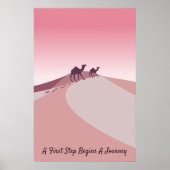 Een eerste stap begint een reis, Desert Pink Art Poster (Voorkant)