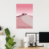 Een eerste stap begint een reis, Desert Pink Art Poster (Thuiskantoor)