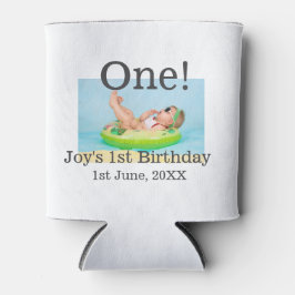 Een eerste verjaardag foto moderne naam datum toev blikjeskoeler