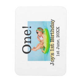 Een eerste verjaardag foto moderne naam datum toev magneet