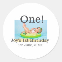 Een eerste verjaardag foto moderne naam datum toev