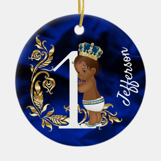 Eén eerste verjaardag gepersonaliseerd Afrikaans-A Keramisch Ornament (Voorkant)