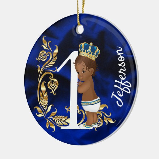 Eén eerste verjaardag gepersonaliseerd Afrikaans-A Keramisch Ornament (Links)