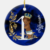 Eén eerste verjaardag gepersonaliseerd Afrikaans-A Keramisch Ornament (Achterkant)