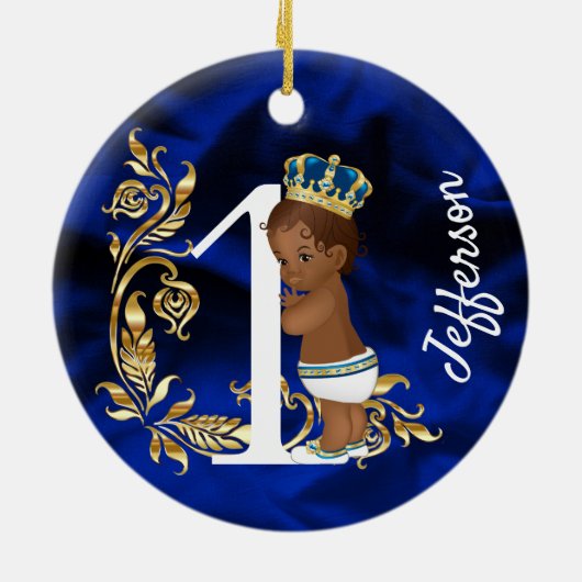 Eén eerste verjaardag gepersonaliseerd Afrikaans-A Keramisch Ornament (Achterkant)