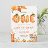 Een eerste verjaardag pompoen kaart (Staand voorkant)