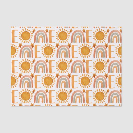 Een eerste verjaardag Waterverf Boho Rainbow en Su Tissuepapier (Voorkant)