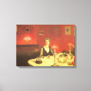 Een eettafel 's nachts door John Singer Sargent Canvas Afdruk