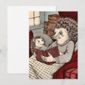 Een egel op een omslag die een boek leest bedankkaart (Voorkant / Achterkant)