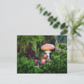 Een eikelelf rust onder een paddenstoel briefkaart (Staand voorkant)