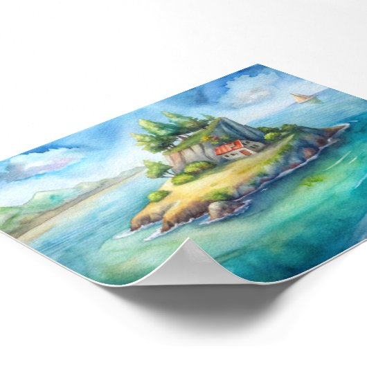 Een eiland in het midden van het Zee Poster (Hoek)