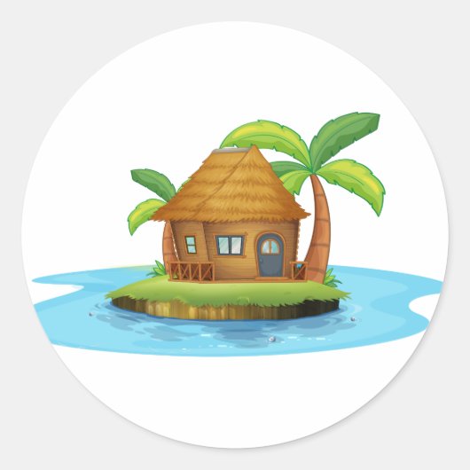 Een eiland met een kleine nipa hut ronde sticker (Voorkant)