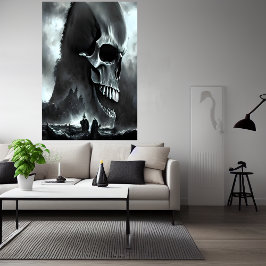 Een eiland met een schedelvorm | AI Art Poster