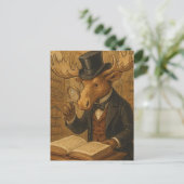 Een eland in een bibliotheek briefkaart (Staand voorkant)