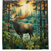 Een eland in het boreale bos douchegordijn (Voorkant)