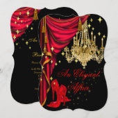 Een Elegant Affair Red Gold Chandelier Birthday Kaart (Voorkant / Achterkant)