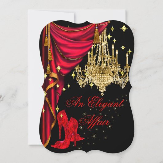 Een Elegant Affair Red Gold Chandelier Birthday Kaart (Voorkant)