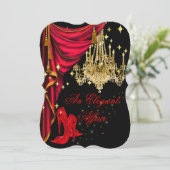 Een Elegant Affair Red Gold Chandelier Birthday Kaart (Staand voorkant)
