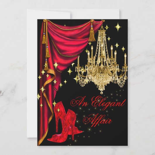 Een Elegant Affair Red Gold Chandelier Birthday Kaart (Voorkant)