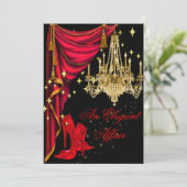 Een Elegant Affair Red Gold Chandelier Birthday Kaart (Staand voorkant)